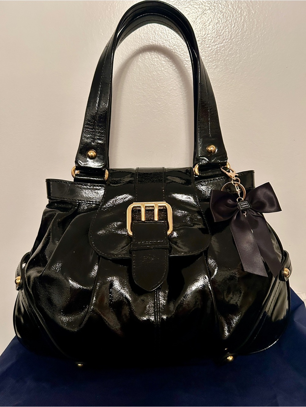 DOONEY & BOURKE HAYDEN BLACK PATENT LEATHER LG HOBO TOTE BAG.  LIMITED Edition